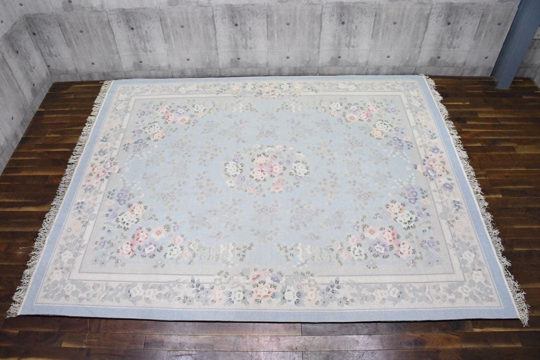 EEK91 大判 中国緞通 306×243cm 長方形 カーペット 手織絨毯