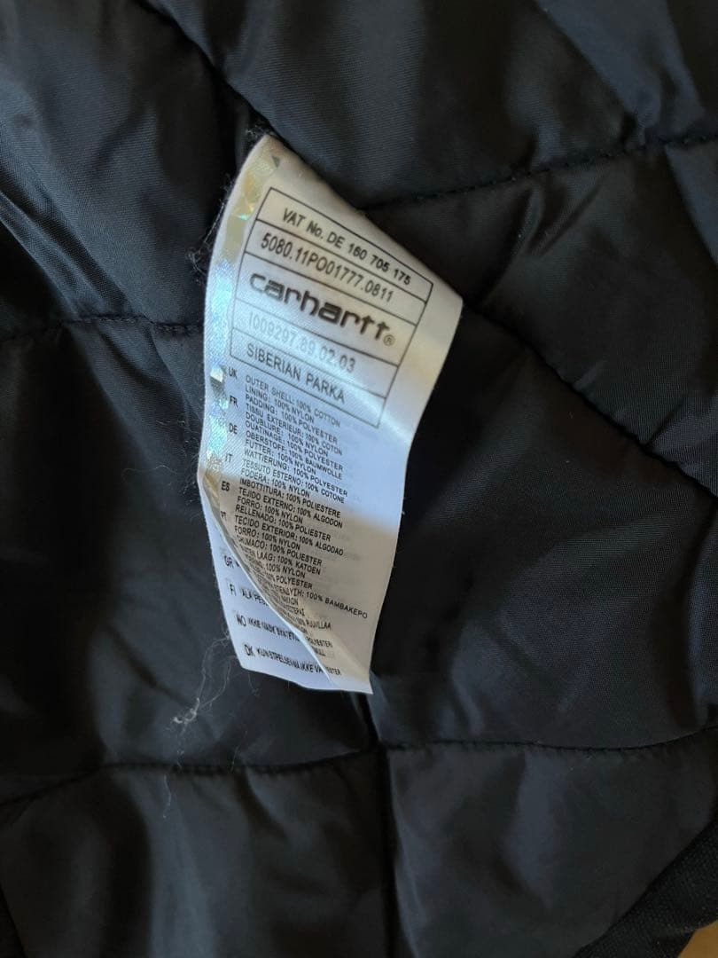 Carhartt シベリアンパーカーブラック フード付きジャケット