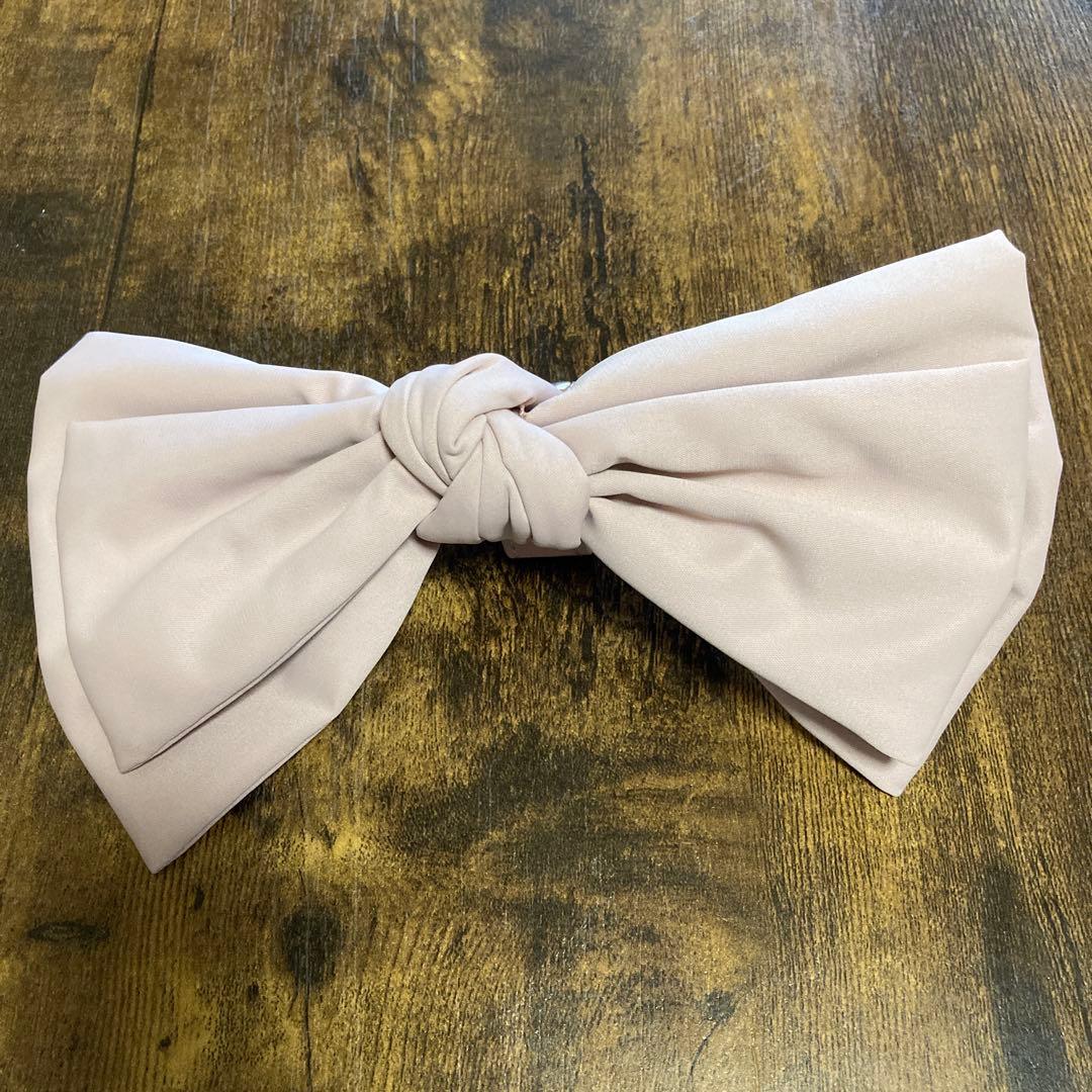 サマンサタバサ　ピンクベージュビッグリボンカゴバッグ　新品未使用　お買い上げ証付