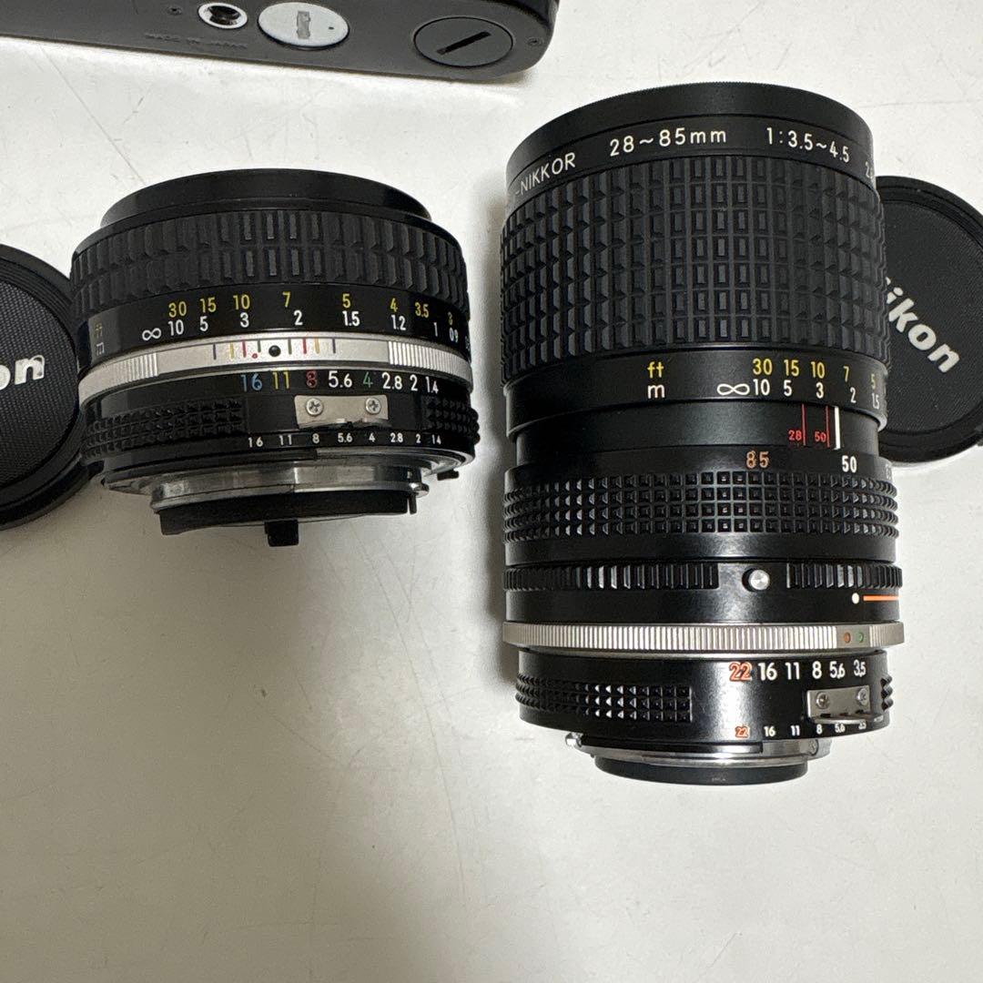 NIKKON F3ボディ フィルム一眼レフカメラ レンズ2点 フード ケース付き