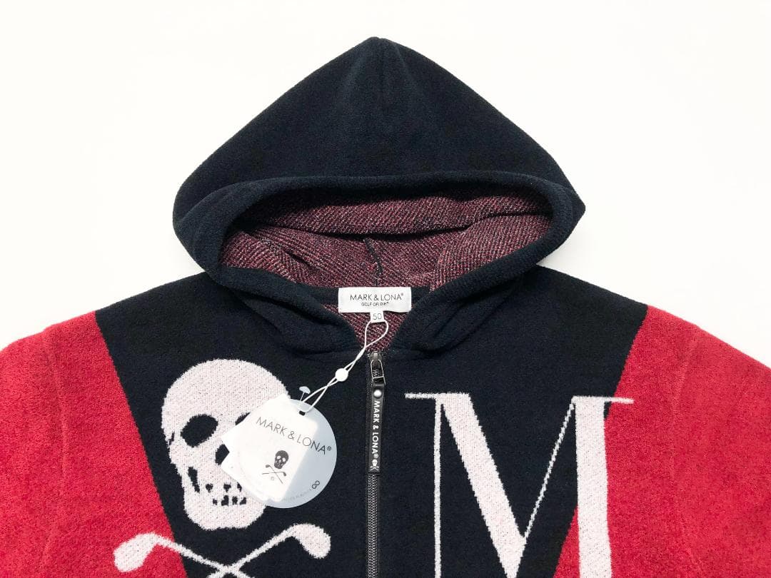 ○★訳有り新品未使用　MARK&LONA　ブランドロゴニットパーカー　50　黒