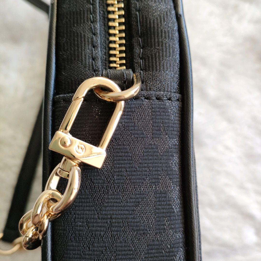 マイケルコース ショルダー クロス バッグ MK柄 黒 ゴールドチェーン