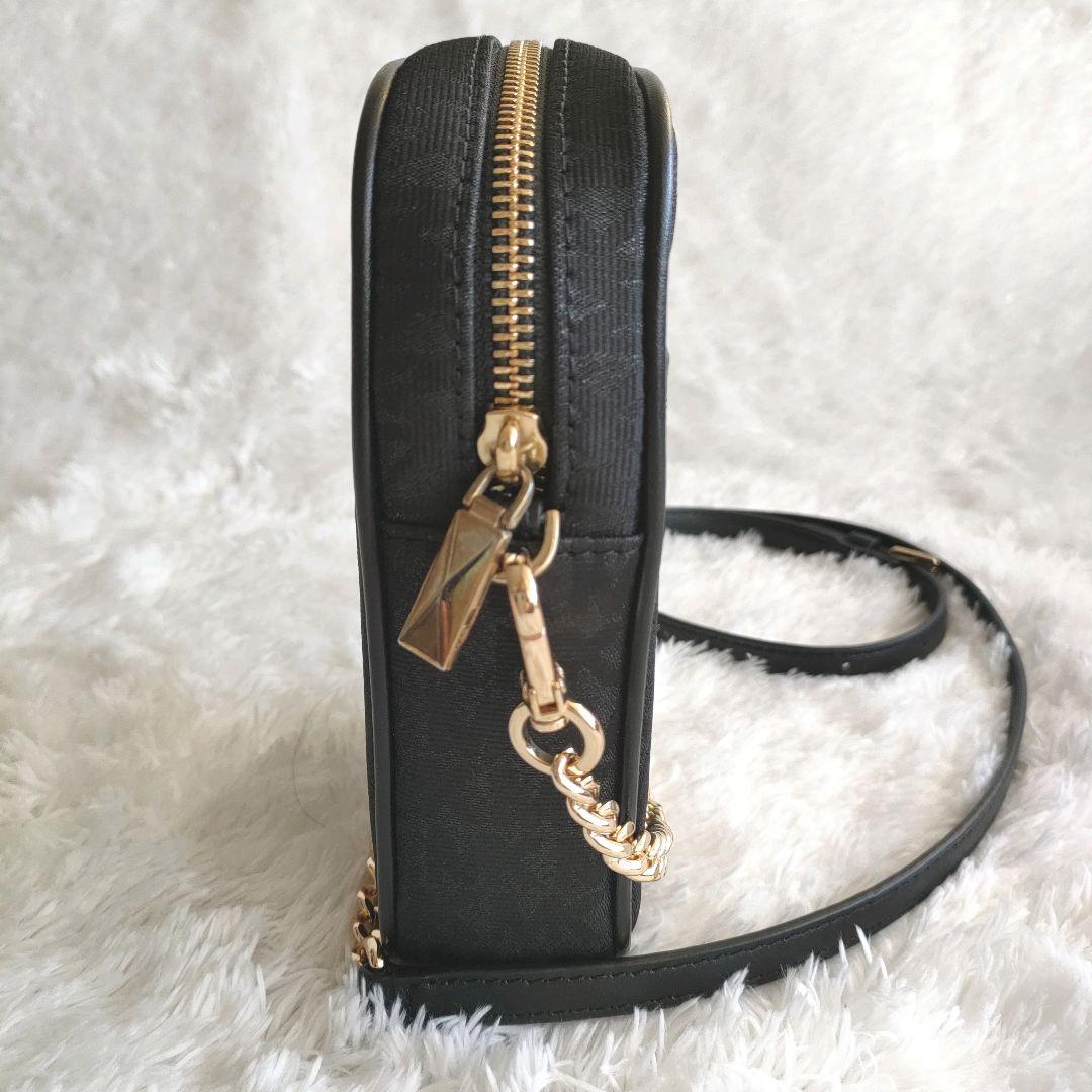 マイケルコース ショルダー クロス バッグ MK柄 黒 ゴールドチェーン