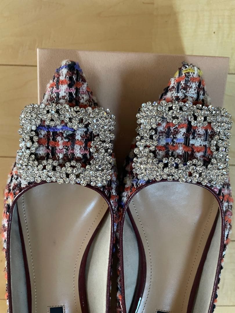 値下げ　OHGA ビジュー付きツィートパンプス23.5