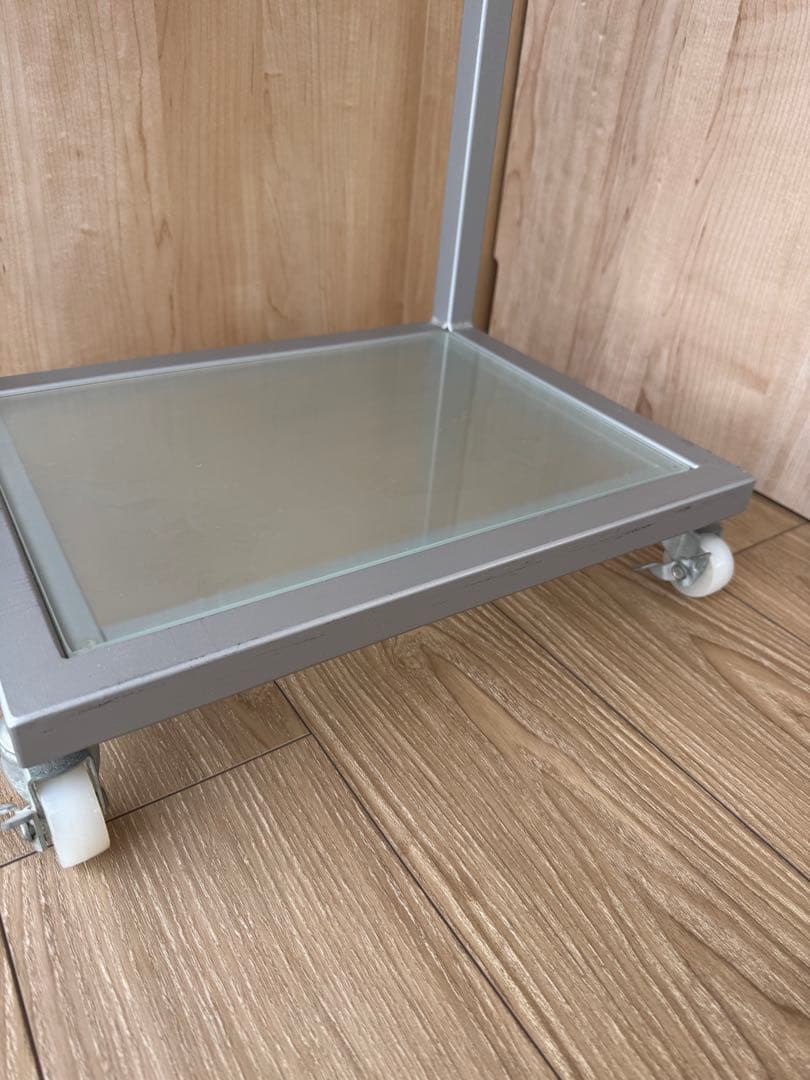 3段ガラススチールラック キャスター付き