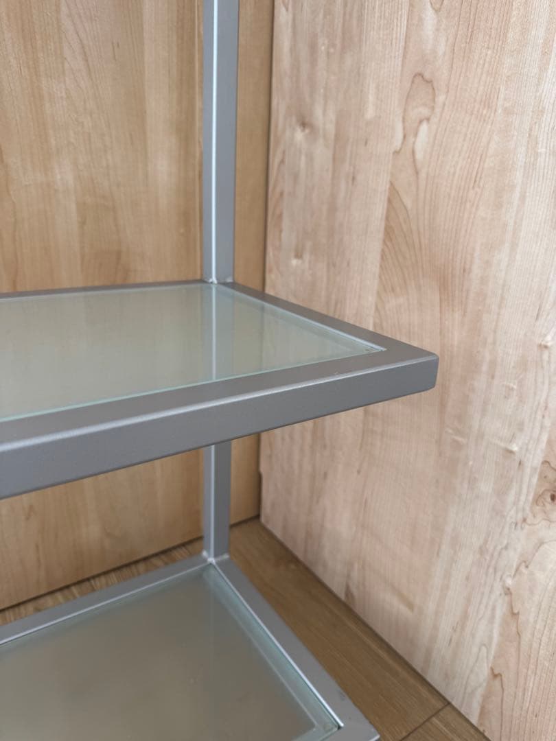 3段ガラススチールラック キャスター付き