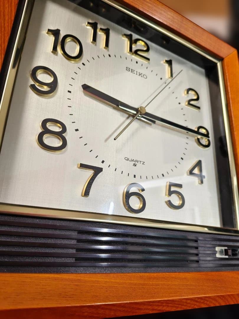 昭和レトロ セイコー クオーツ QB501B スクエア型 壁掛け時計 掛時計