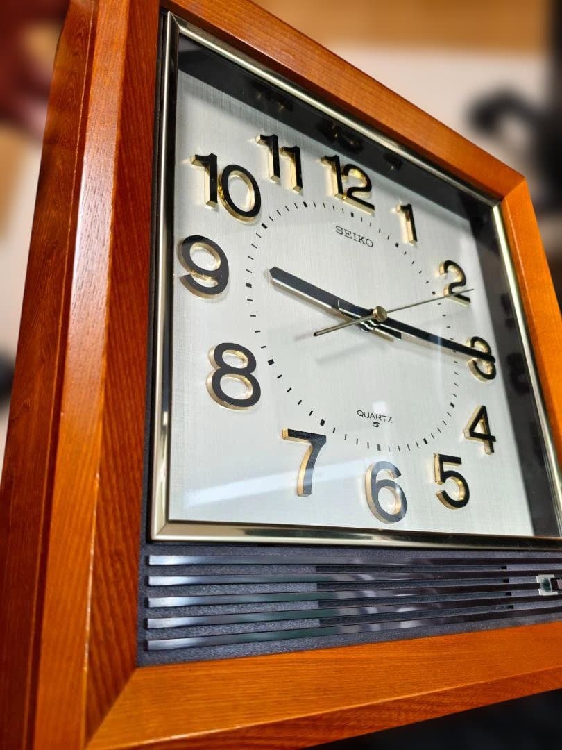 昭和レトロ セイコー クオーツ QB501B スクエア型 壁掛け時計 掛時計