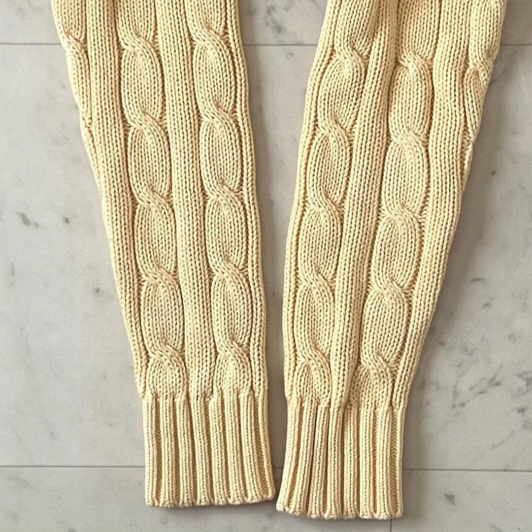 美品＊ポロバイラルフローレン コットンカシミヤケーブル編みカーディガン イエロー