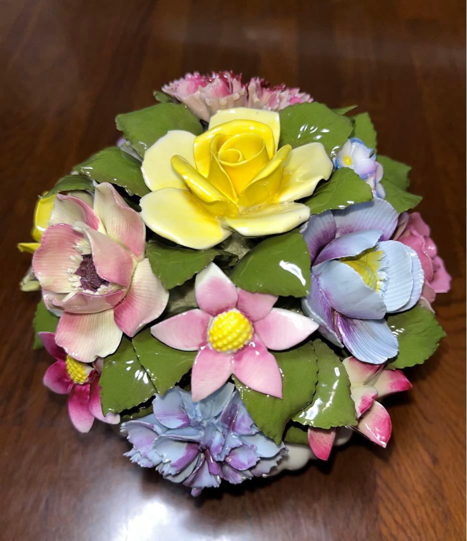 アンティーク　陶花　直径15cm 盛花　花7種　飾り　 