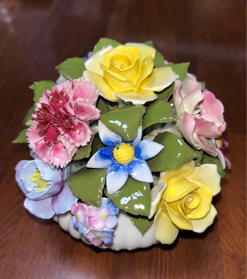 アンティーク　陶花　直径15cm 盛花　花7種　飾り　 