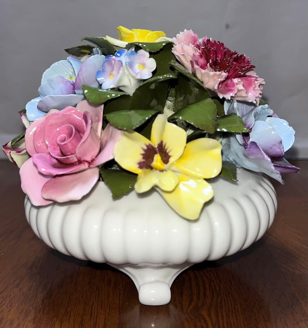 アンティーク　陶花　直径15cm 盛花　花7種　飾り　 