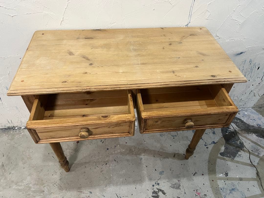 ギリギリ値下げ 剥離 木製コンソールテーブル 引き出し2つ