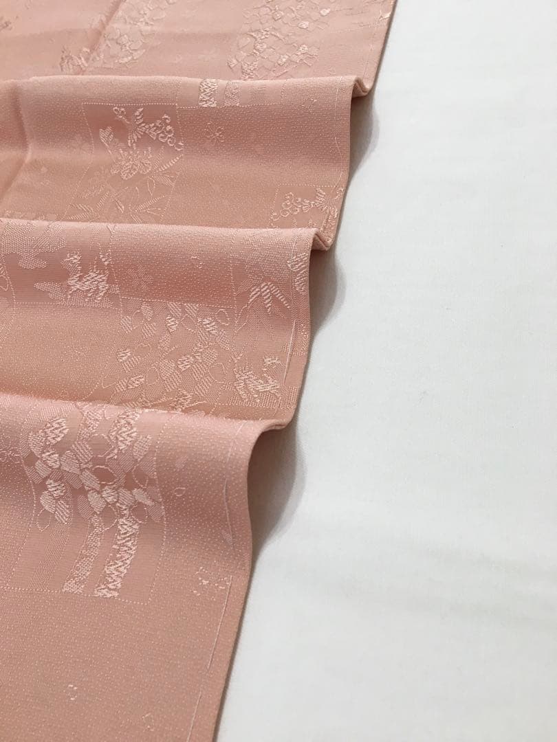 SALE‼️高級感溢れる【訪問着】手刺繍　地紋　正絹　逸品　　裄長め