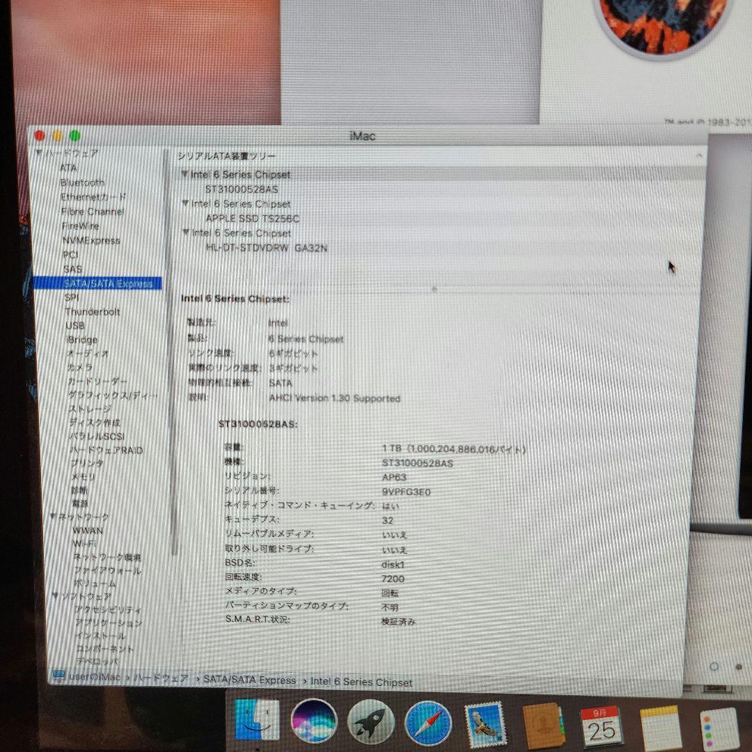 Macデスクトップ iMac21.5 Core i5 RAM12GB SSD256GB HDD1TB