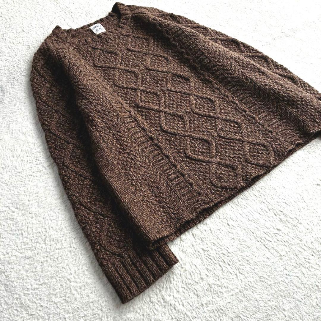 美品 サンシー SUNSEA カシミヤ混 フィッシャーマンニット ケーブルニット