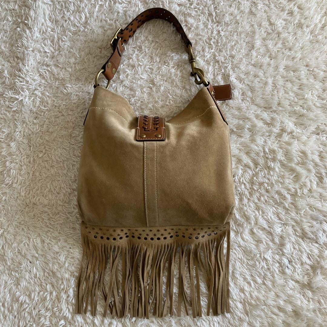 美品！COACH コーチ ショルダーバッグ スエード フリンジ　 y2k