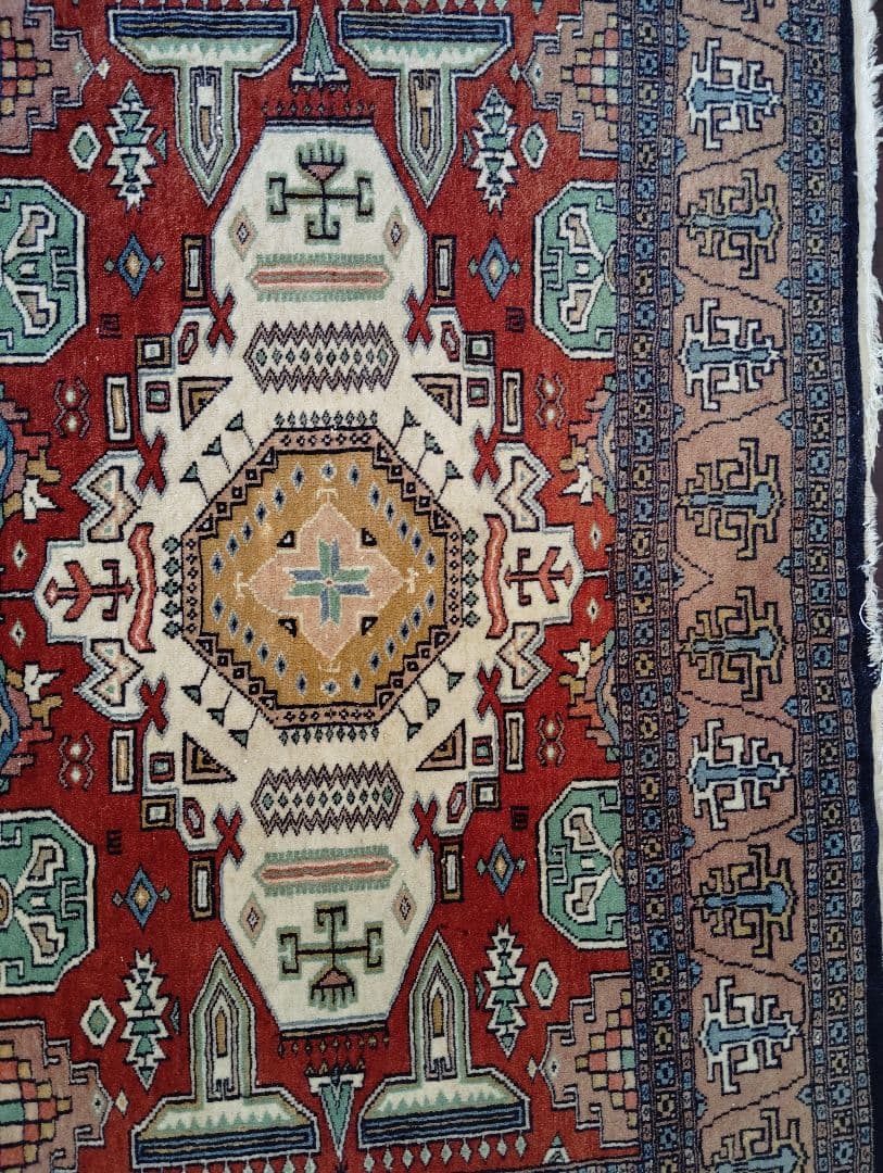 ウール製 幾何学模様 ラグ・カーペット　着払