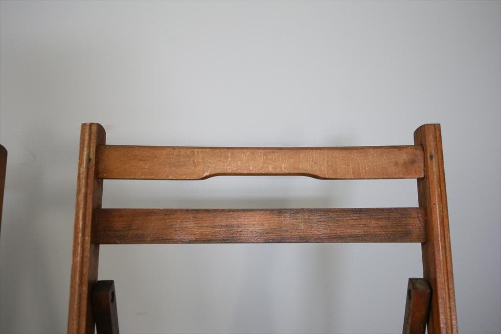 英国アンティーク木製フォールディングチェア2脚/折畳式イス/飾り棚(89-3-2
