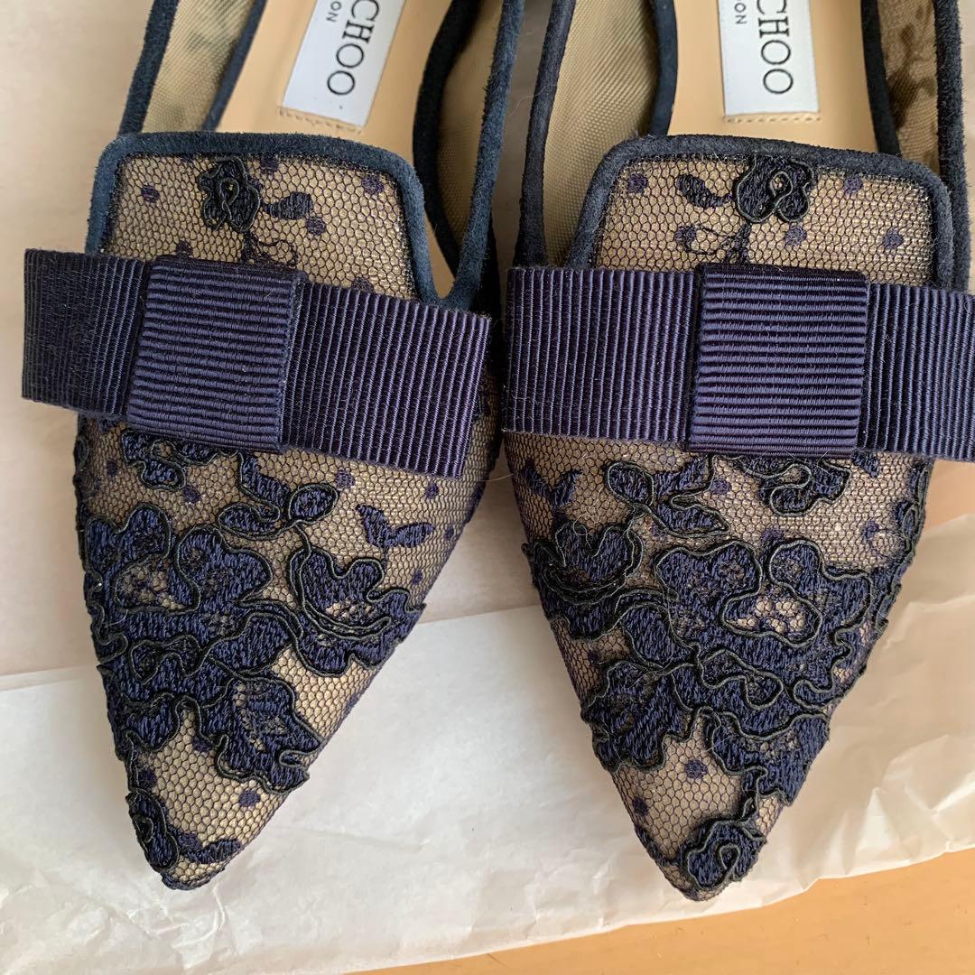 ジミーチュウ　レースフラットパンプス　35.5