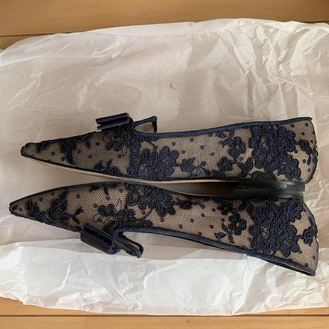 ジミーチュウ　レースフラットパンプス　35.5