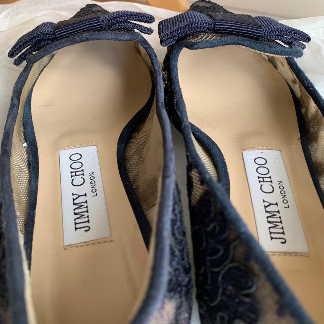 ジミーチュウ　レースフラットパンプス　35.5