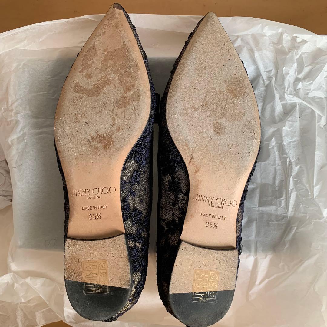 ジミーチュウ　レースフラットパンプス　35.5