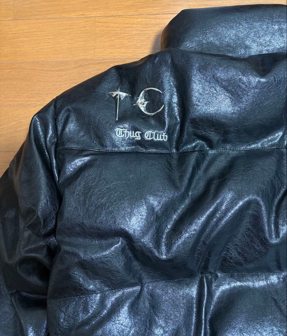 Thug Club 黒 ダウンジャケット　 レザーサイズL タグ付き値段交渉あり