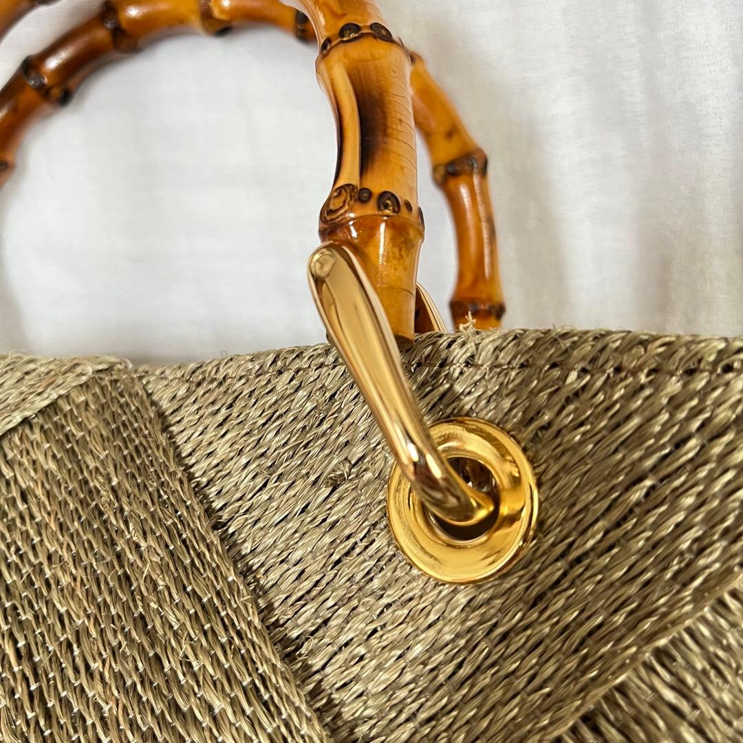 ヴィオラドーロ かごバッグ アバカメッシュ バンブーハンドル