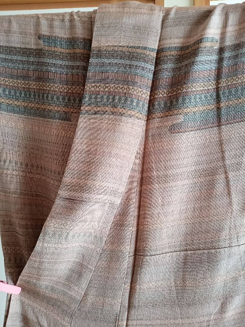 縮緬　小紋柄訪問着　手刺繍添え