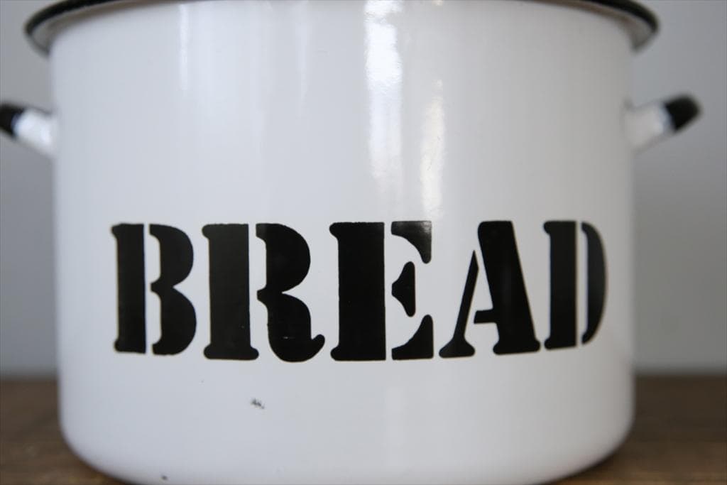 英国アンティーク琺瑯製ブレッド缶/ホーローキャニスター/米びつ(81-199-3