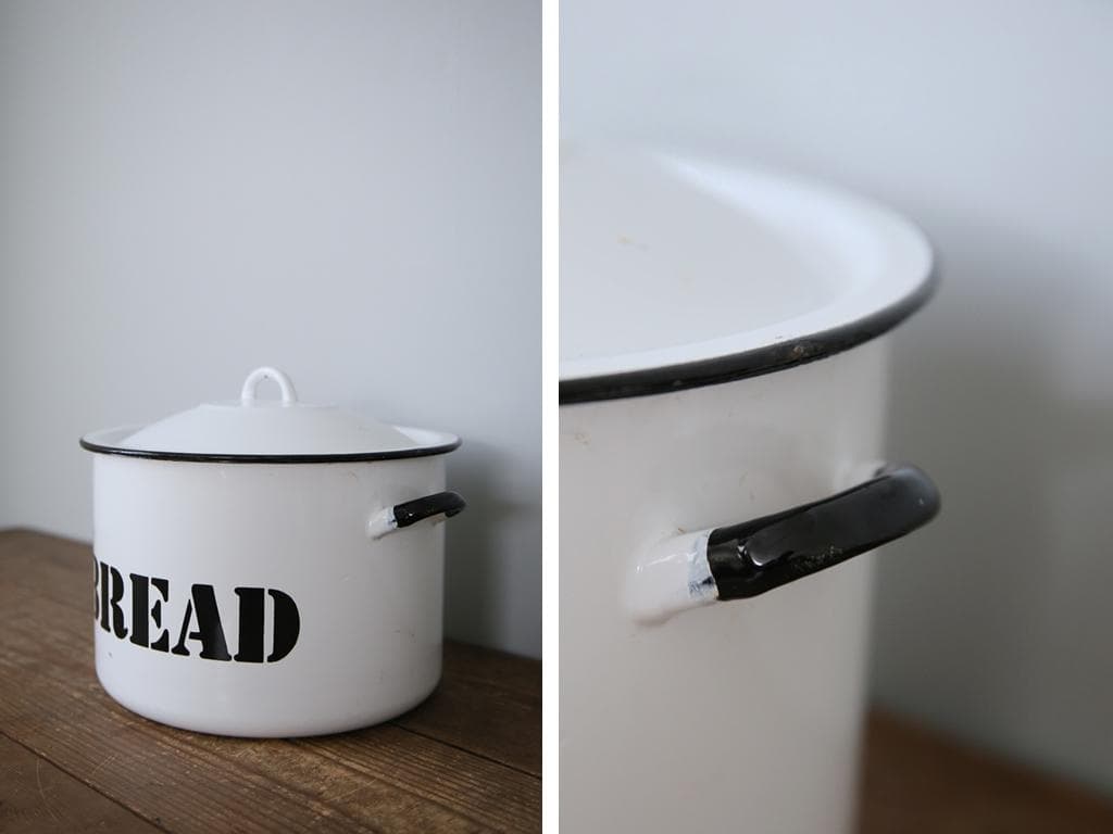 英国アンティーク琺瑯製ブレッド缶/ホーローキャニスター/米びつ(81-199-3
