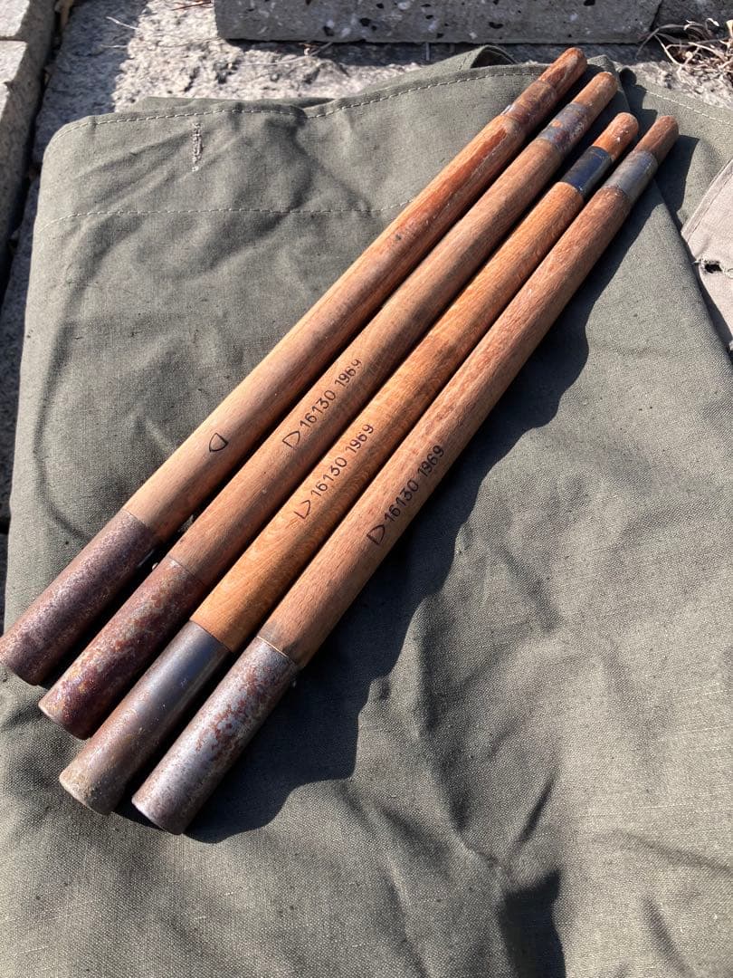 スウェーデン軍幕　初期グレー4枚　ポール付き