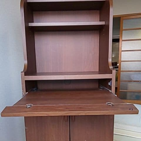 壁面収納 パソコンデスク ダークブラウン