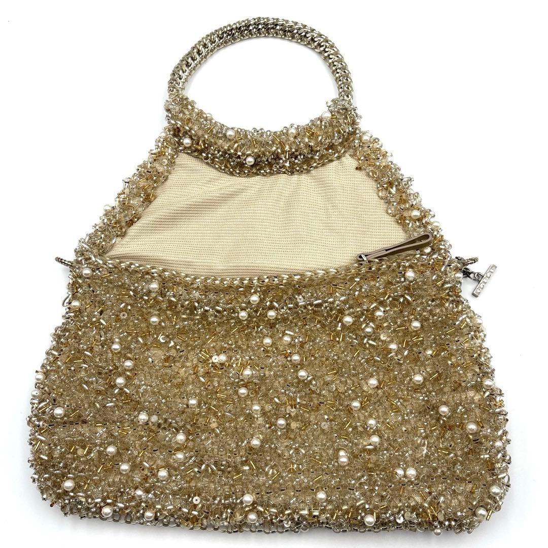 アンテプリマ ワイヤーバッグ ペルラグリッター 3way シャンパンゴールド