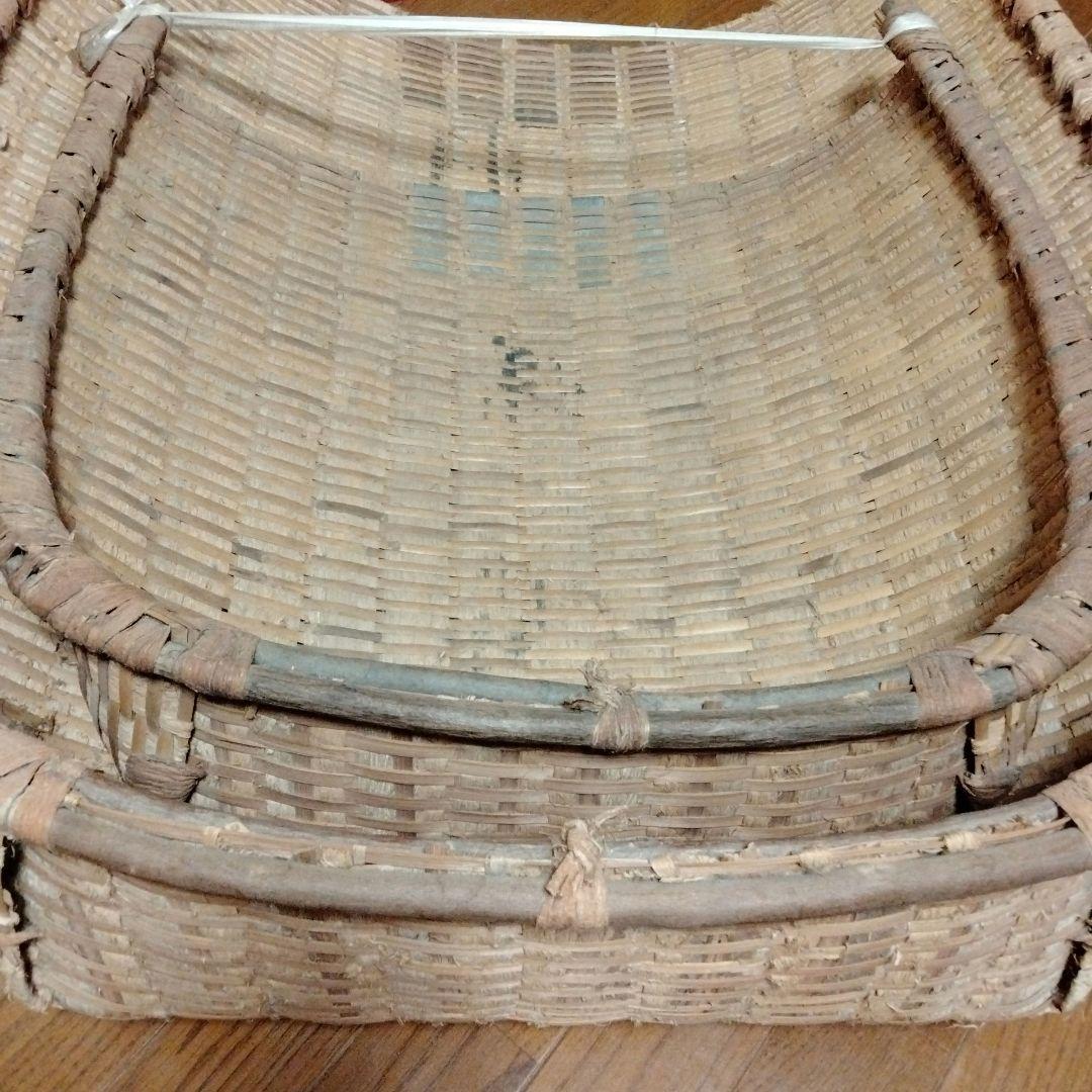 超特大サイズ　藤箕　竹ざる　4点セット　レトロ　貴重　ヴィンテージ　古道具　竹