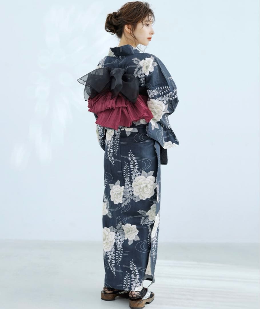 Dita 浴衣5点セット　凪の藤ながれ
