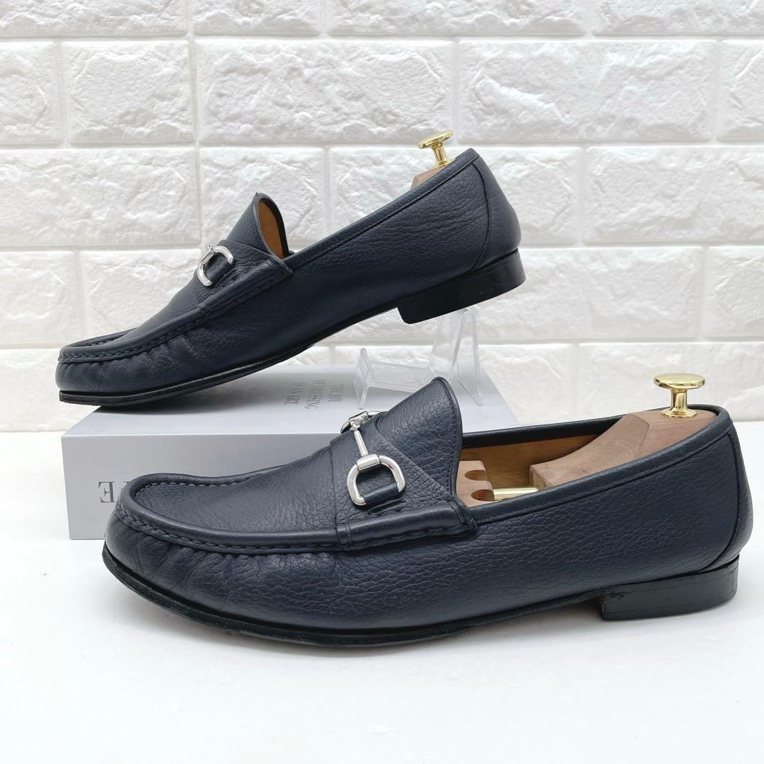 GUCCI グッチ ホースビット ローファー ネイビー レザー 28.5cm