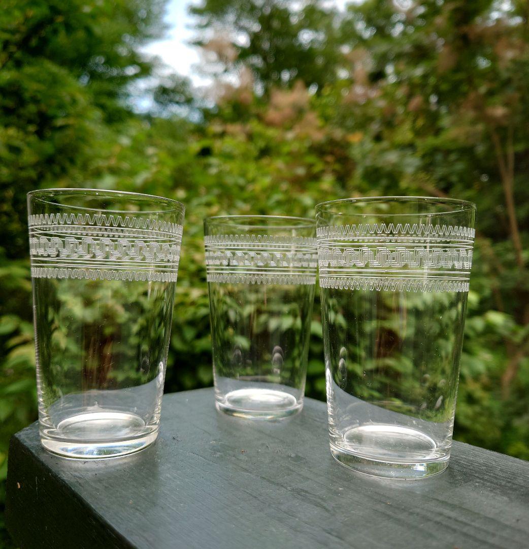 アンティーク　グラス　グラビール　小さめのコップ　三個　大正〜昭和初期　薄手