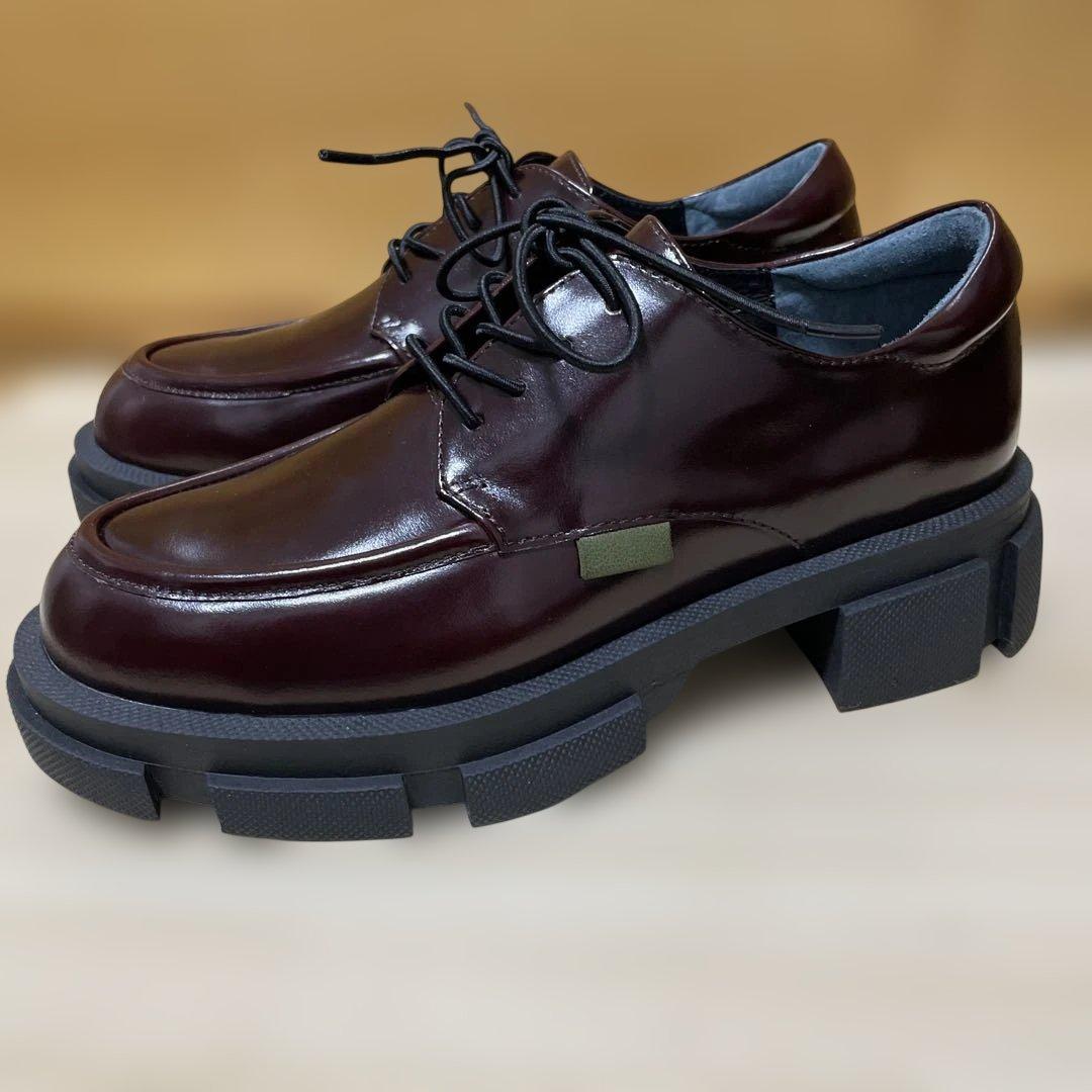 ニ*す様 MANA 厚底レースアップ・シューズ ダークブラウン 37size 新