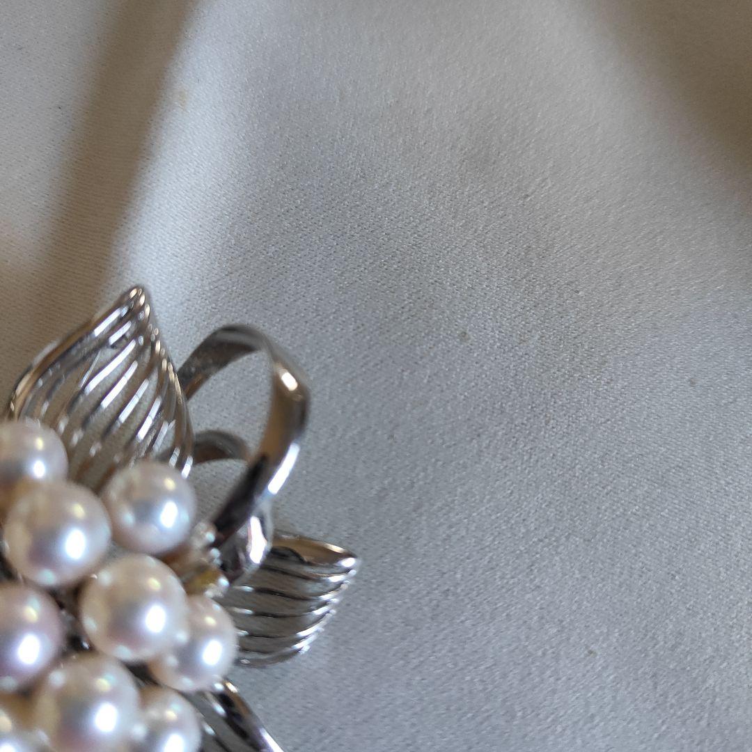 本真珠（7mm×8個）　シルバー　 花型ブローチ
