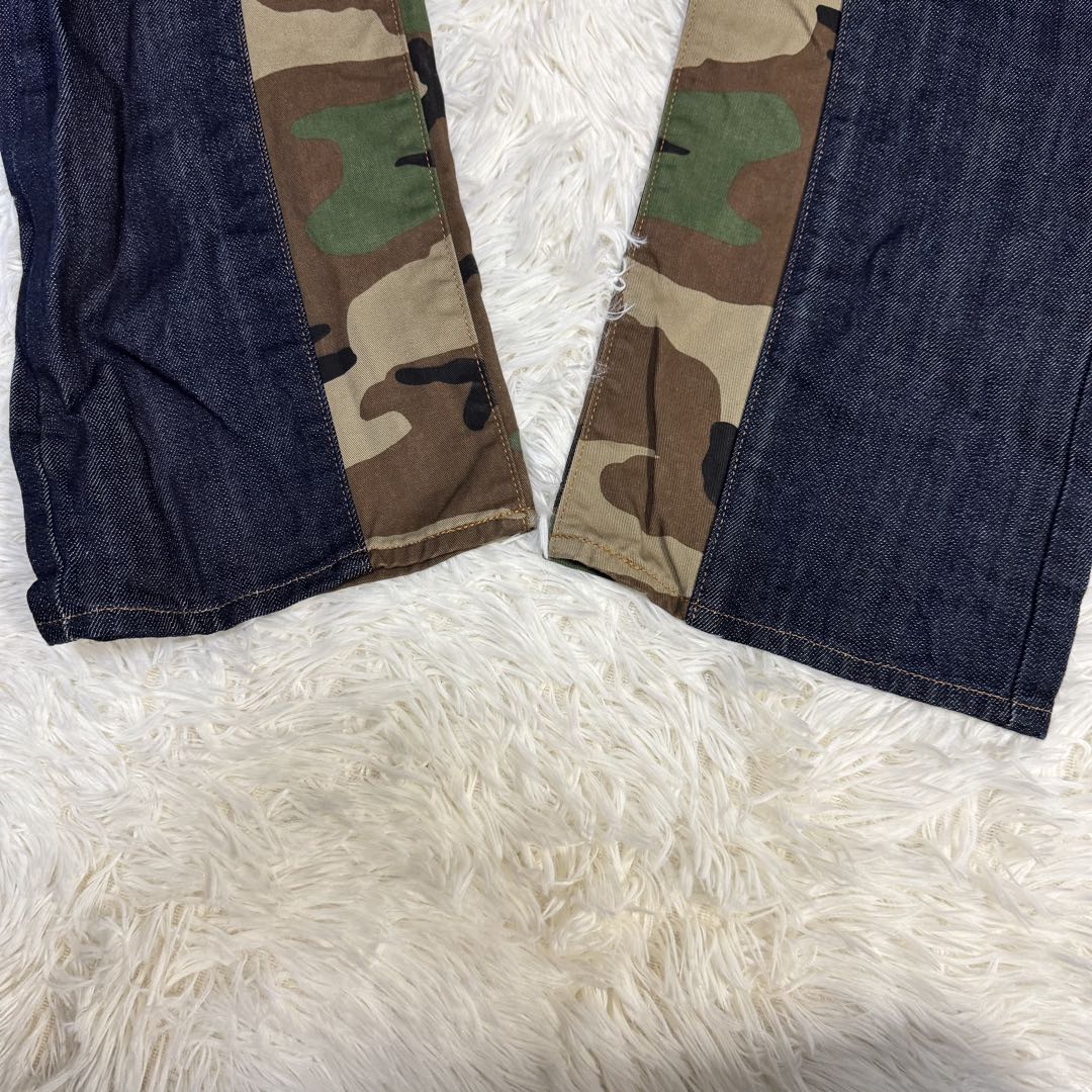 児島ジーンズ　スペースモンキーコンボパンツ　カモフラ柄　サイズ42 ビッグサイズ