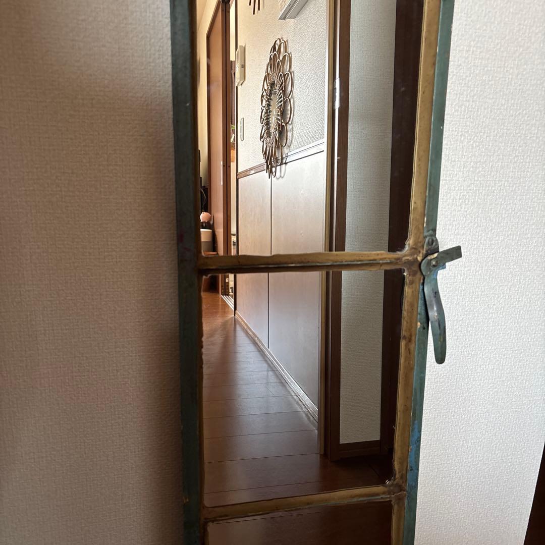 レトロ風スタンドミラー 青緑色