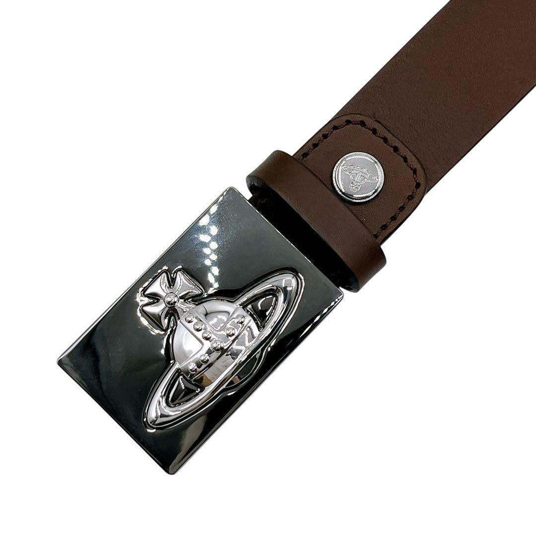 美品 ヴィヴィアンウエストウッド ベルト レザー 茶 ブラウン 銀 ユニセックス