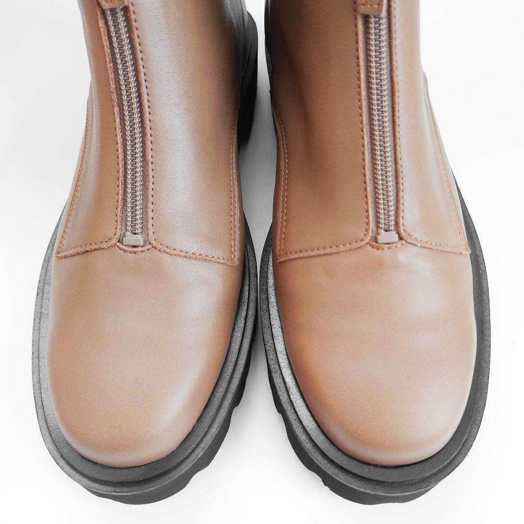 未使用 卑弥呼 トラックソール フロントジップ レザーショートブーツ ダイアナ