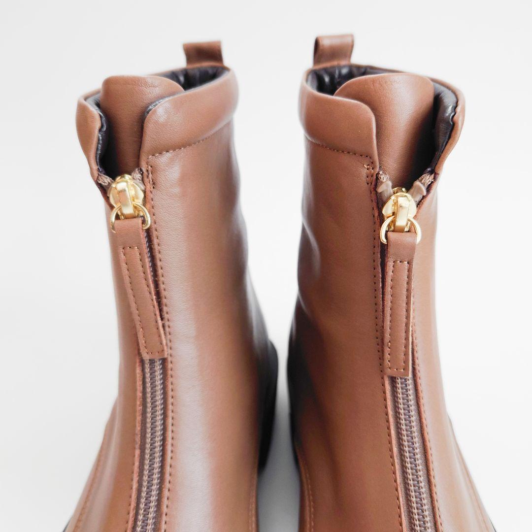 未使用 卑弥呼 トラックソール フロントジップ レザーショートブーツ ダイアナ