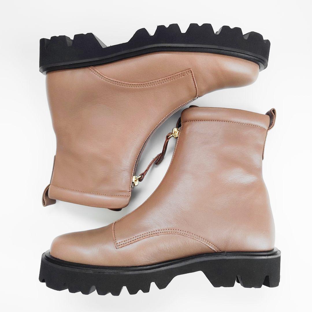 未使用 卑弥呼 トラックソール フロントジップ レザーショートブーツ ダイアナ