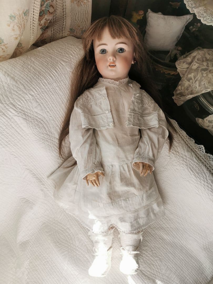 アンティークドイツ シモン＆ハルビック 美少女ビスクドール コットンドレスボレロ