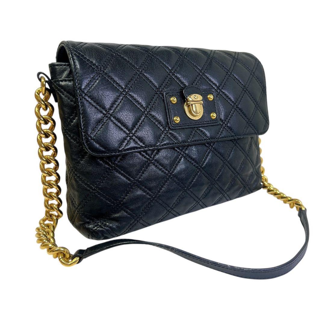 美品 MARC JACOBS ブラックキルティングショルダーバッグ