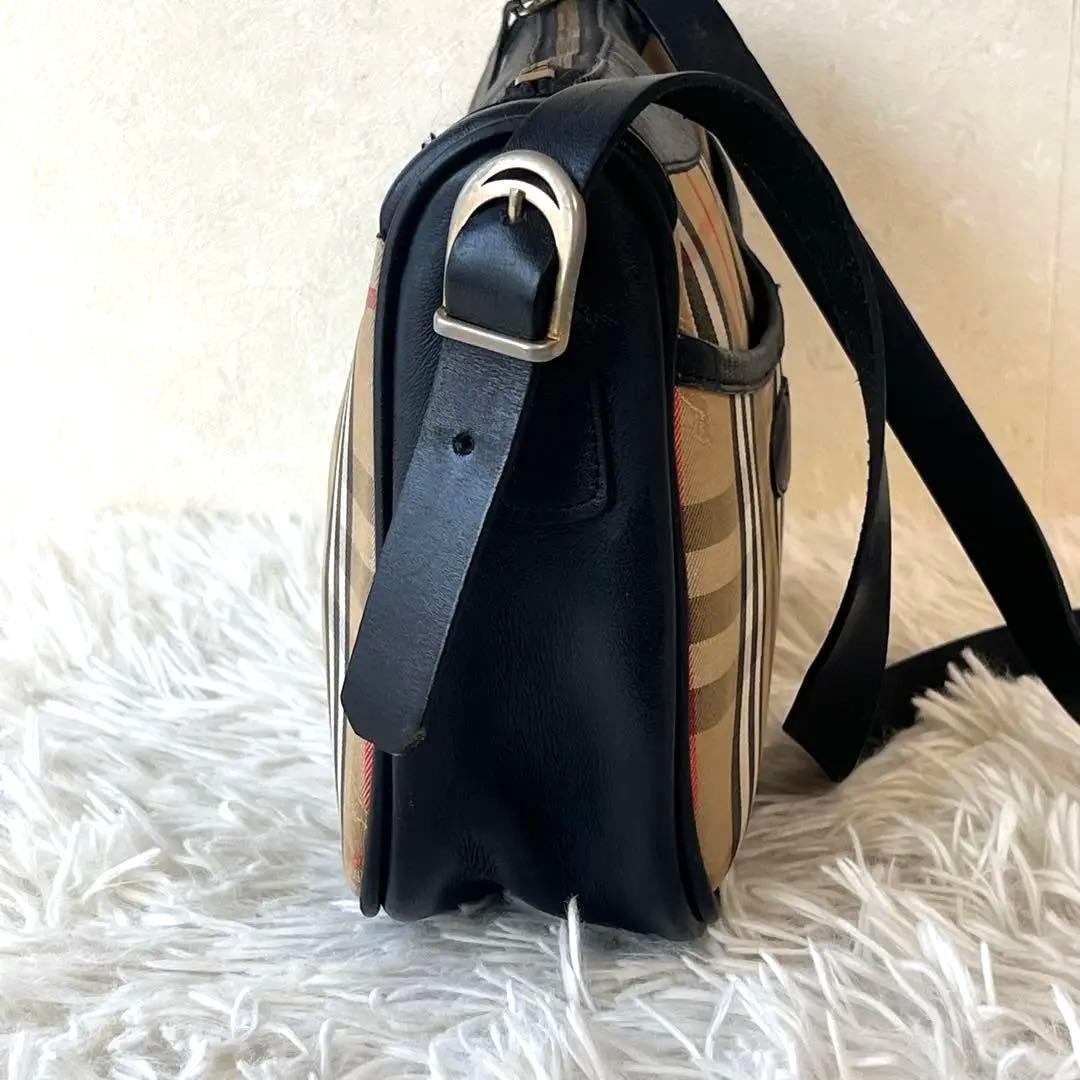 バーバリー ショルダーバッグ ノバチェック シャドーホース ホースロゴ ブラック